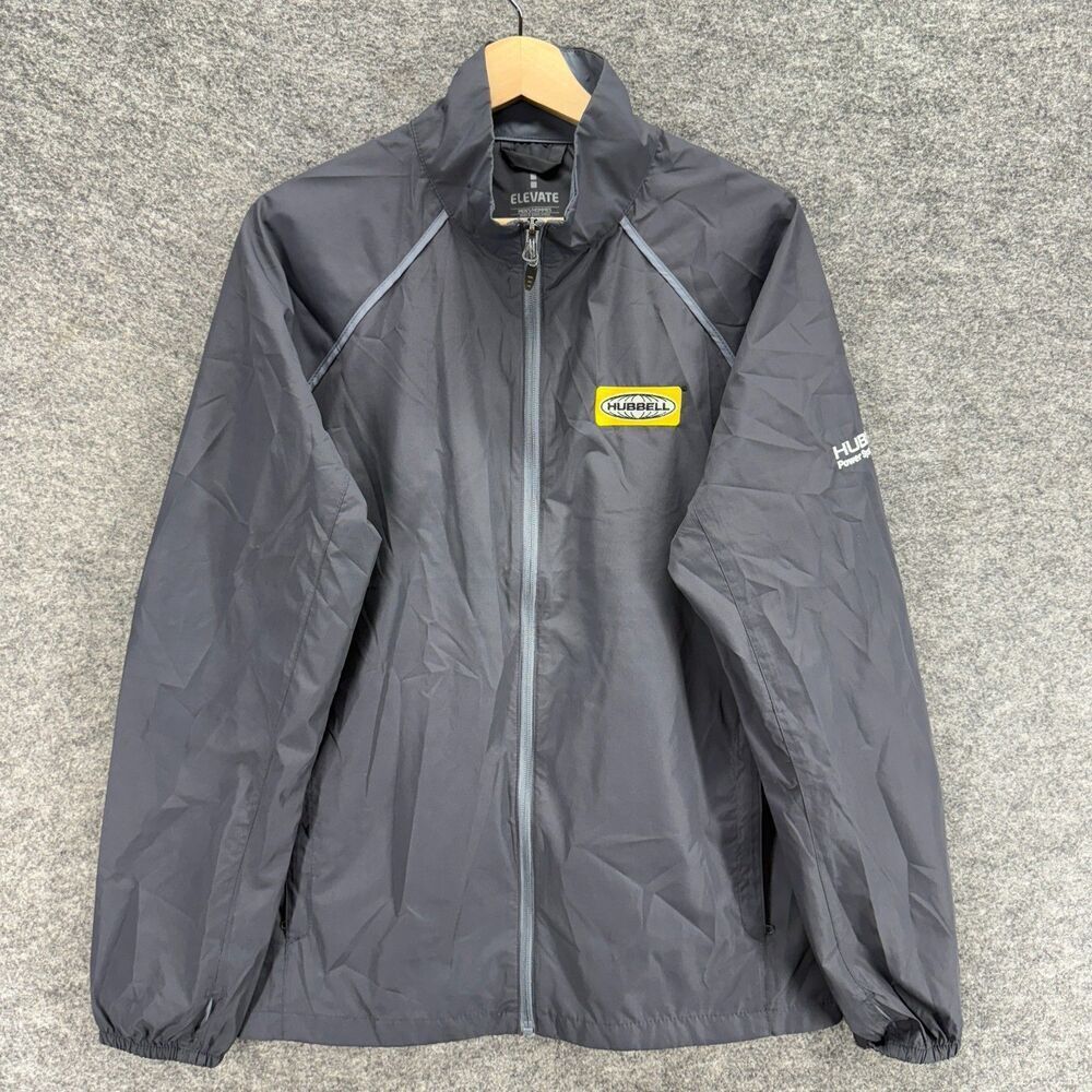 Elevate Windbreaker Jacket Men S Small Gray Full Zip High Neck Long Sleeve